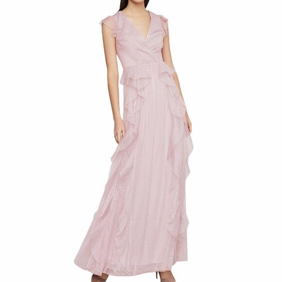 BCBGMAXAZRIA Lavender Lilac Ruffled Point D'esprit Maxi Slip Dress New Size 6 - Picture 1 of 16